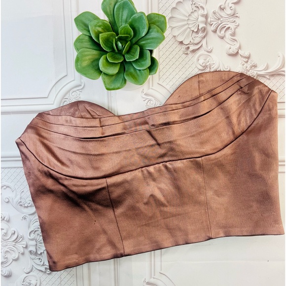 Zara Dusky Burgundy Corset Satin Cropped Tank Top Size Small - Picture 3 of 10